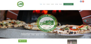 Screenshot of Flour Dust Pizza. A site built by Pamela Smith.