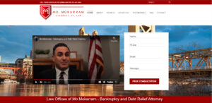 Screenshot of Mo Mokarram, Attorney at Law.. A site built by Pamela Smith.